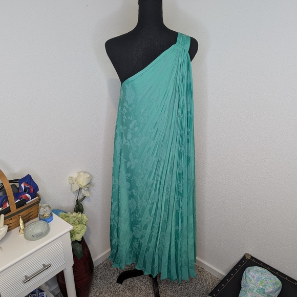 💘 Banana Republic Cabana Green One Shoulder Dress - Picture 7 of 10
